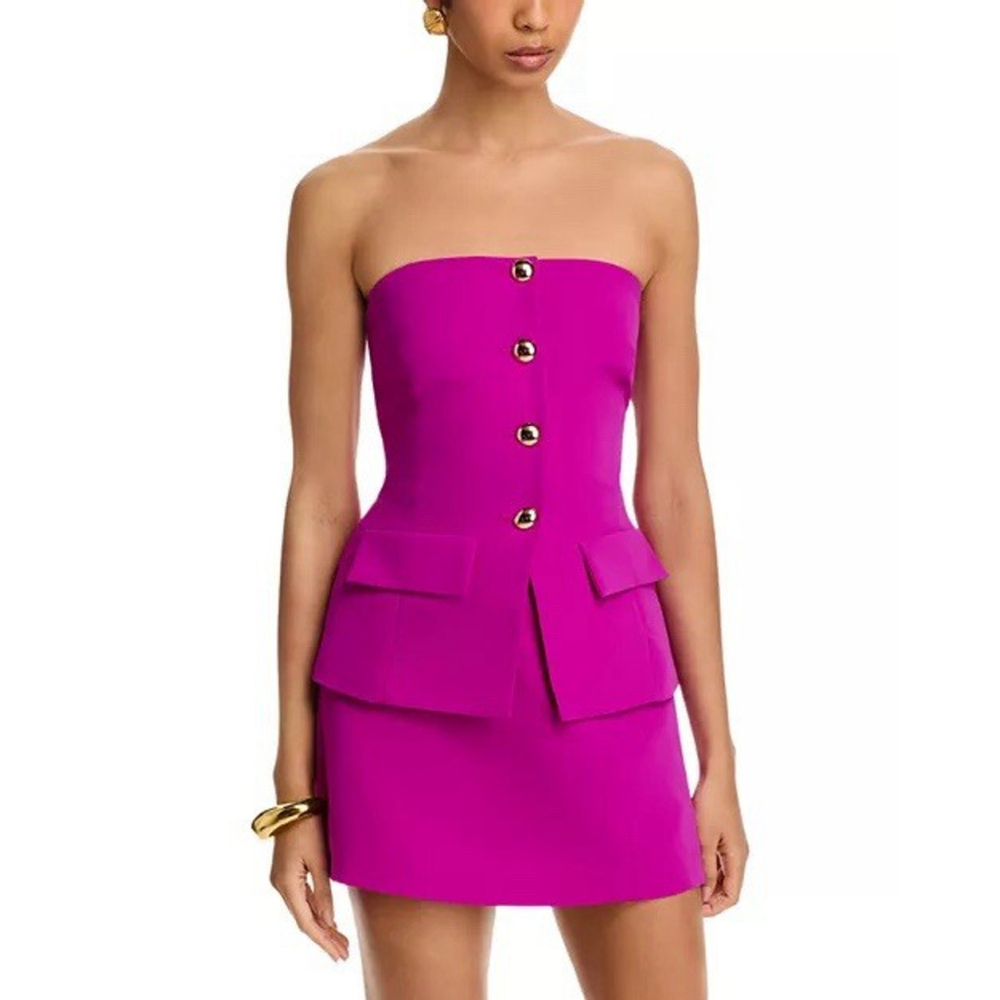 Amanda Uprichard Strapless Button Front Yadira Skort Romper